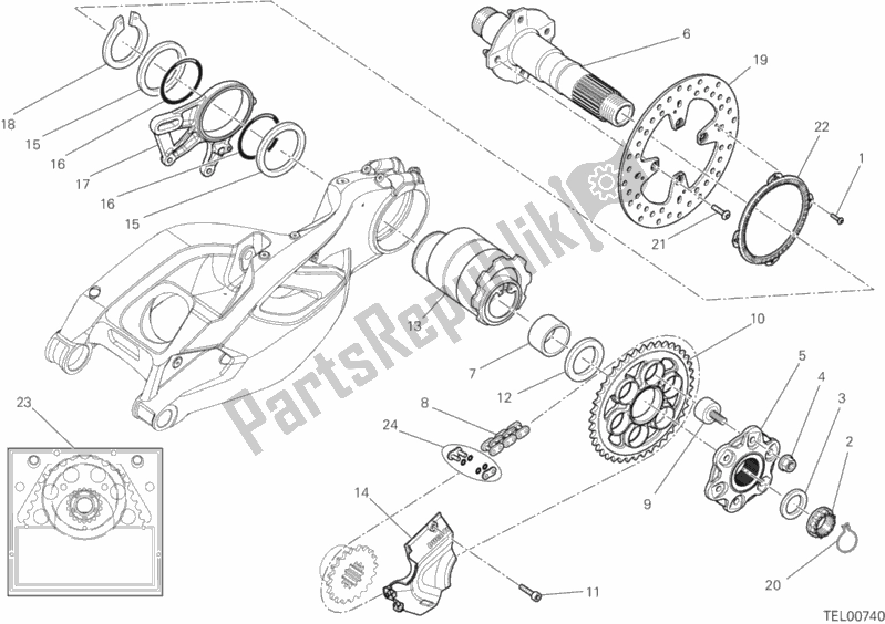 Toutes les pièces pour le Moyeu, Roue Arrière du Ducati Multistrada 1200 USA 2012